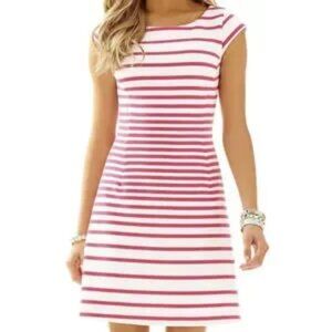 Lilly Pulitzer Dress Sonny Pink White Stripe Cap Sleeves Size XS